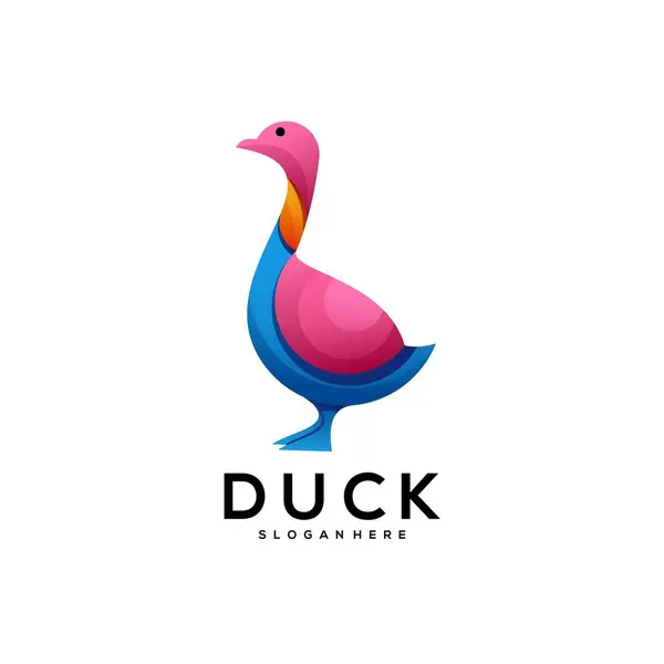 Diseño Degradado Colorido Del Logotipo Del Pato Simple — Vector de stock