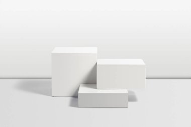 Ürün gösteriminin farklı şekillerde kutuları, stüdyo çekimi