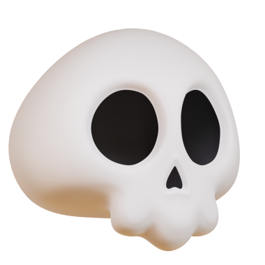 Turuncu arka planda siyah burunlu ve siyah gözlü beyaz bir kafatası gösterilir.