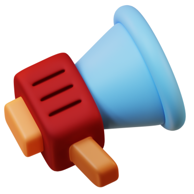 3D megafon görüntüsü beyaza izole edildi