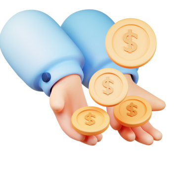 Bir çizgi film karakteri 1 dolarlık banknot da dahil olmak üzere bir yığın bozuk para tutuyor.