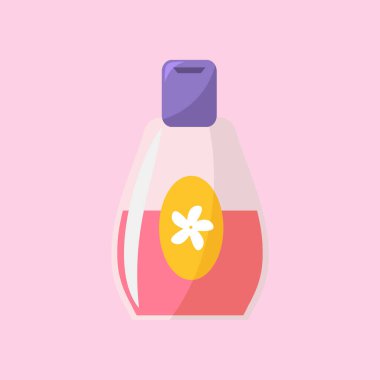 Üzerinde çiçek olan bir şişe parfüm.