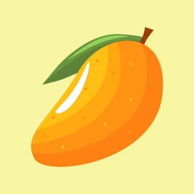 Üzerinde yeşil yaprak olan bir mango çizimi.