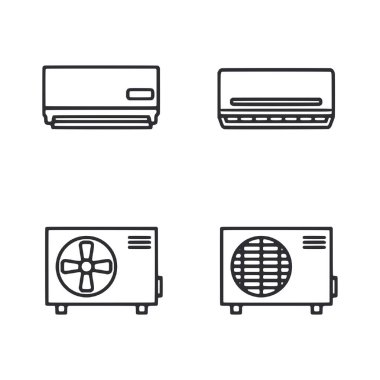 Dört farklı klima çeşidi. Birincisi bir pencere ünitesi, ikincisi bir duvar ünitesi, üçüncüsü taşınabilir bir ünite, ve dördüncüsü de merkezi bir klima.