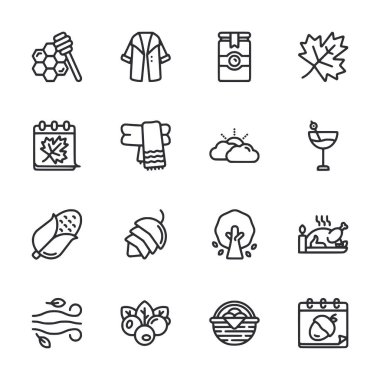 Tatil için bir takım ikonlar, bir takvim, bir yaprak, bir şişe, bir şarap kadehi, bir kase, bir bıçak, bir çatal, bir kaşık, bir tabak, bir kase, bir şarap kadehi, bir şişe,