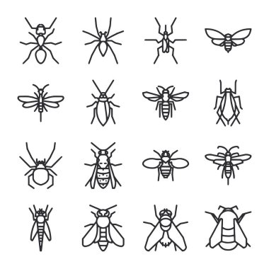 Siyah beyaz bir dizi böcek çizimi. Çizimler arasında arılar, eşek arıları ve sinekler gibi çeşitli böcekler yer alıyor. Resimlerin genel havası biraz ürkütücü ve rahatsız edici.