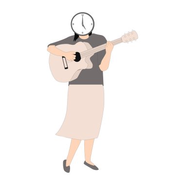 Gitar çalan bir kadın karakter yarattım.