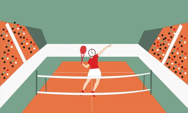 Sahada tenis oynayan bir kadın karakter yarattım.