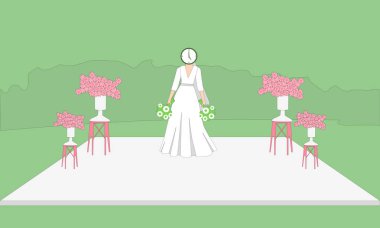 Çiçek tutan bir gelin karakteri yarattım.