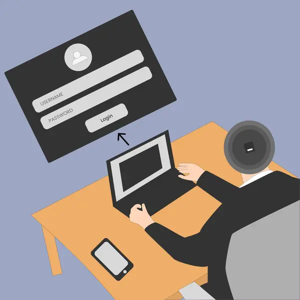 Bir uygulama ya da web sitesine giriş yapmak isteyen bir ofis çalışanı karakteri yarattım.