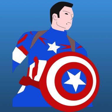 Süper kahraman karakter Kaptan Amerika 'yı yarattım.