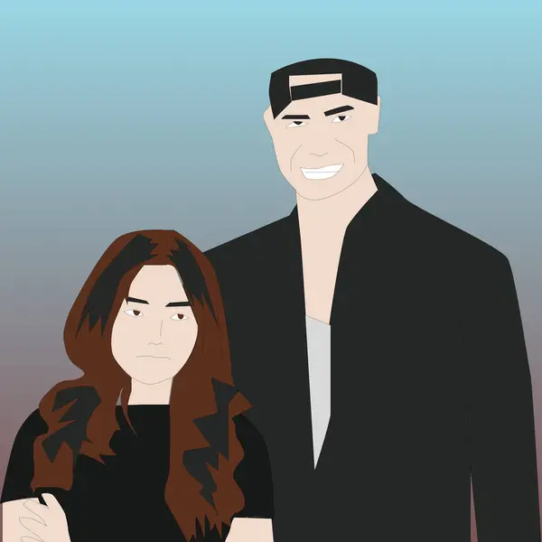 Somurtan ve gülümseyen bir çift karakteri yarattım.