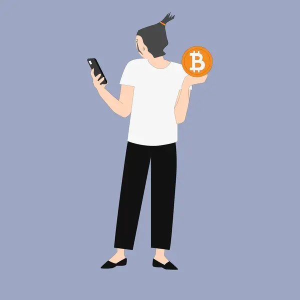 Kripto Bitcoin alan bir kadın karakteri yarattım.