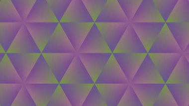 Mor ve yeşil tonlarda tekrarlayan üçgenlerin soyut bir örneği. Geometrik şekiller ve yumuşak renk eğimleri görsel olarak çekici ve modern bir tasarım yaratır.. 