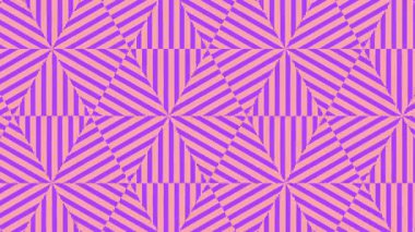 Simetrik dizaynı olan soyut bir geometrik desen, pembe ve mor renkler sergiliyor. Karmaşık detaylar ve tekrarlayan şekiller görsel olarak büyüleyici bir etki yaratır..