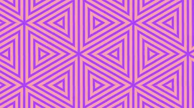 Simetrik dizaynı olan soyut bir geometrik desen, pembe ve mor renkler sergiliyor. Karmaşık detaylar ve tekrarlayan şekiller görsel olarak büyüleyici bir etki yaratır..