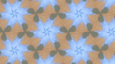 Yumuşak mavi ve dünyevi tonlara sahip büyüleyici bir dijital kaleydoskop deseni. Simetrik tasarım hipnotik ve sanatsal bir görsel efekt yaratarak arka plan için mükemmel hale getiriyor.