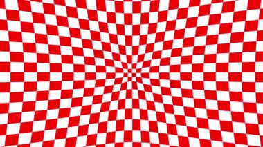Kırmızı ve beyaz kareli desenlerin soyut çizimi hipnotik ve görsel olarak çarpıcı bir etki yaratır. Arkaplan, grafik tasarım ve yaratıcı projeler için mükemmel..