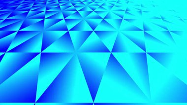 Merkezi bir noktadan yayılan mavi üçgenlerin geometrik deseni bir perspektif etkisi yaratıyor. Koyu maviden açık maviye doğru. Modern, soyut tasarım ve dinamik bir his..