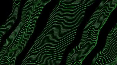 Karanlık Arkaplan Modern İllüstrasyonunda Soyut Dalgalı Yeşil Çizgi