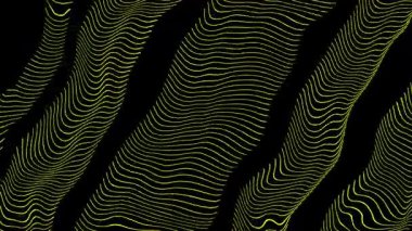 Kara Arkaplan Çağdaş Sanat Tasarımı Üzerine Soyut Dalgalı Altın Çizgiler