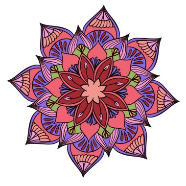 Mandala şeklinde renkli bir desen. Mandala süsü ile güzel desen.