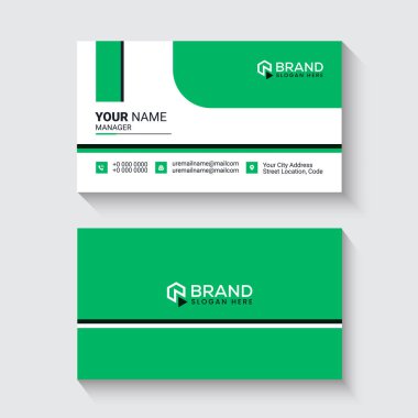 Parlak açık yeşil renkli profesyonel kartvizit tasarımı