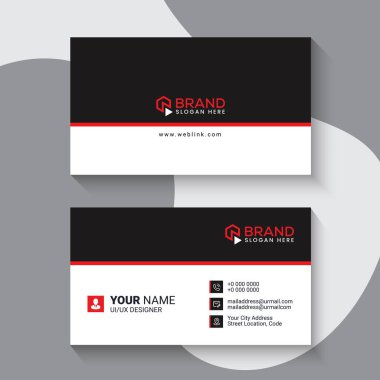 Temiz tarz modern ve profesyonel Kırmızı ve Siyah kartvizit şablonu