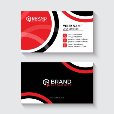 Temiz tarz modern Kırmızı ve Siyah kartvizit şablonu