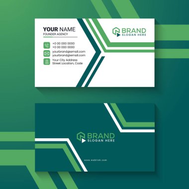 Modern ve temiz profesyonel yeşil kart şablonu