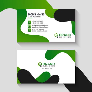 Temiz tarz modern yeşil ve siyah kart şablonu