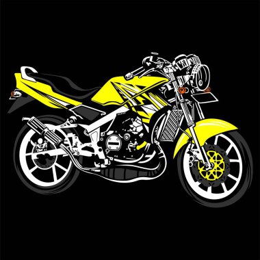 yellow kawasaki ninja ss motorbike side view vector clipart