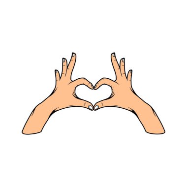 kalp şeklinde el vektörü çizimi işaret parmağı ve başparmak