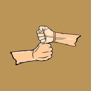 friendly clenched fist handshake friend two-handed greeting vector illustration clipart