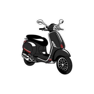 otomatik gri vespa ön görünüm vektör çizimi