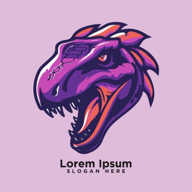 Renkli dinozor kafası logosunun vektör tasarımı