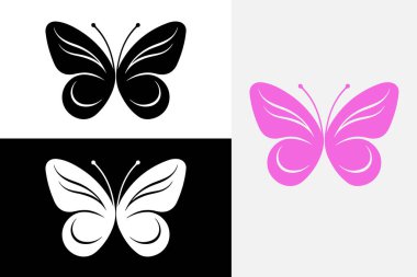 Kelebek vektör simgesi, siyah beyaz logo