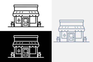 Modern çizgi sanat çevrimiçi dükkan beyaz logo örneği temiz tasarım