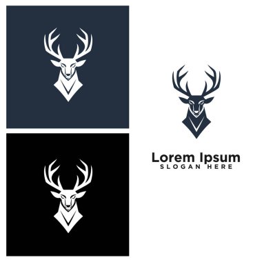 Geyik başlı modern çizgi sanat logosu tasarımı