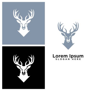 Geyik başlı modern çizgi sanat logosu tasarımı