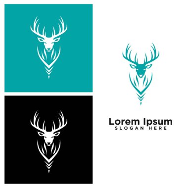Geyik başlı modern çizgi sanat logosu tasarımı