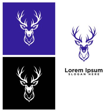 Geyik başlı modern çizgi sanat logosu tasarımı