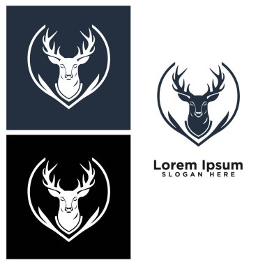 Geyik başlı modern çizgi sanat logosu tasarımı
