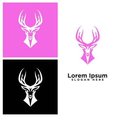 Geyik başlı modern çizgi sanat logosu tasarımı