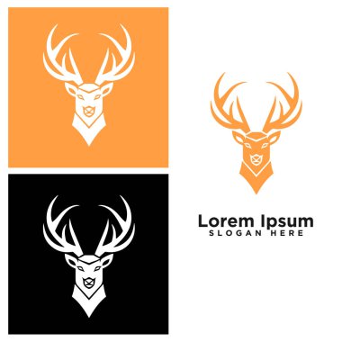 Geyik başlı modern çizgi sanat logosu tasarımı