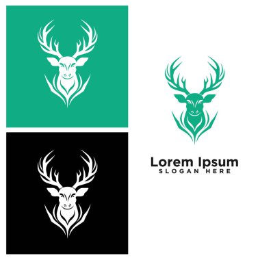 Geyik başlı modern çizgi sanat logosu tasarımı