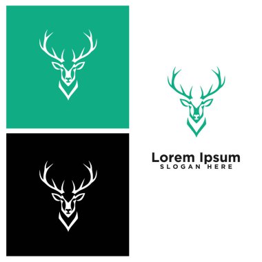 Geyik başlı modern çizgi sanat logosu tasarımı