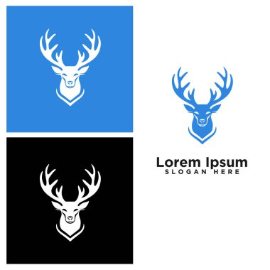 Geyik başlı modern çizgi sanat logosu tasarımı