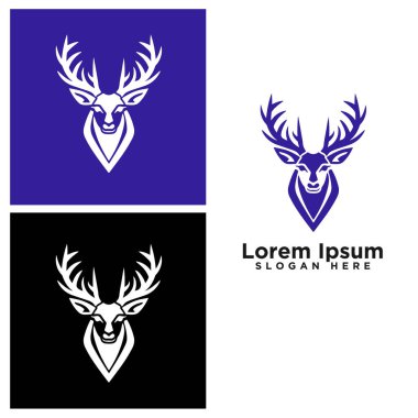 Geyik başlı modern çizgi sanat logosu tasarımı