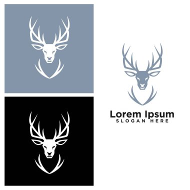 Geyik başlı modern çizgi sanat logosu tasarımı
